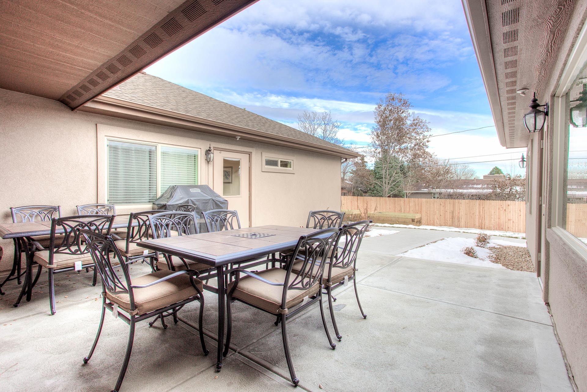 Memory care community patio in Lakewood, CO