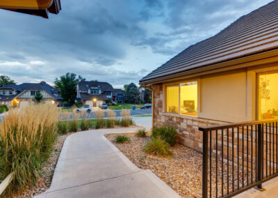 Assisted living community front patio in Centennial, CO
