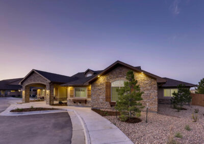 Assisted living and memory care community exterior in Thornton, CO