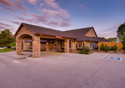 Front entrance of memory care community in Highlands Ranch, CO