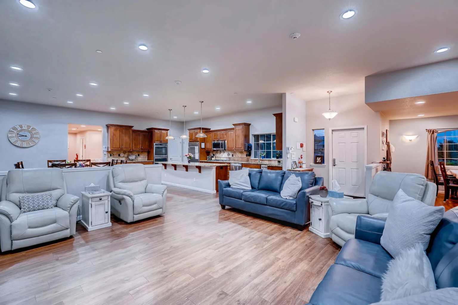 Open living room and kitchen at Lakewood Assisted Living on W Virginia Ave